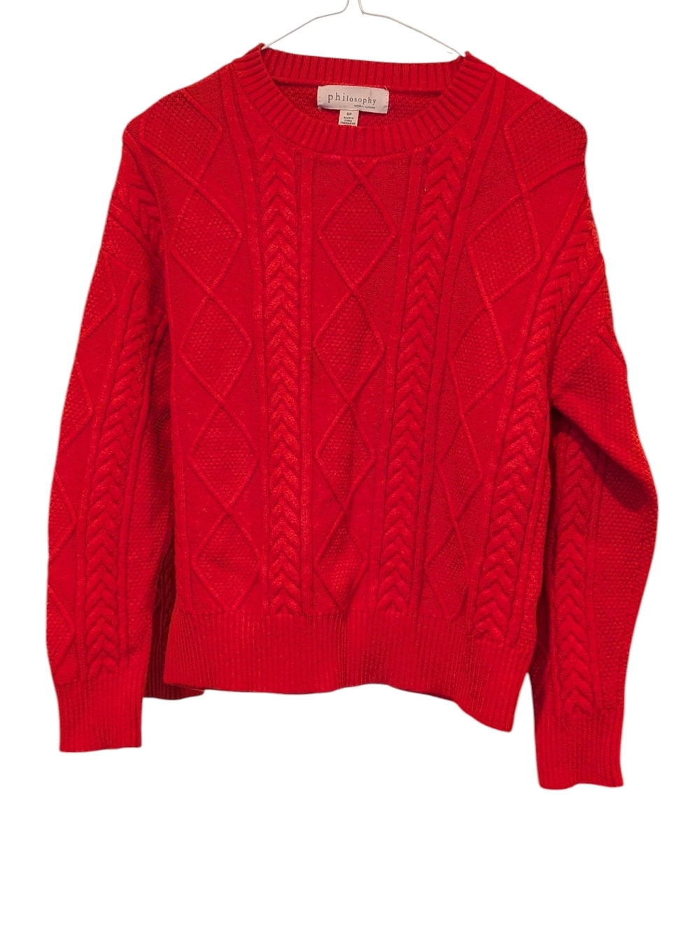 Philosophy Bright Red Cable Knit Crewneck Sweater